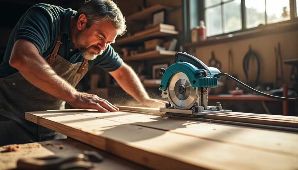 Scie plongeante Makita avec rail : précision et sécurité garanties