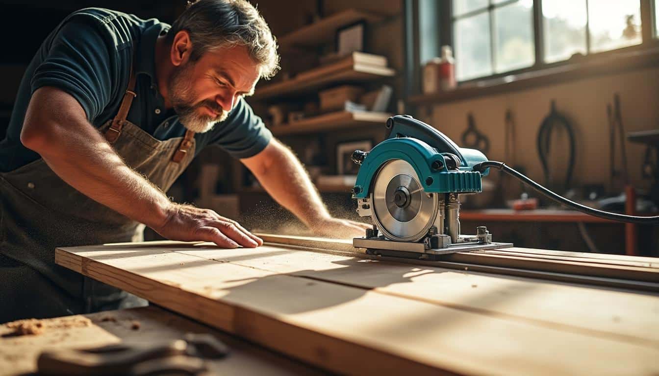 Scie plongeante Makita avec rail : précision et sécurité garanties