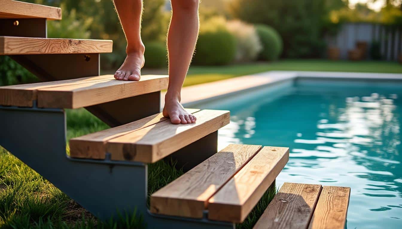 Illustration: Comprendre l’utilité et les spécificités d’un escalier pour piscine hors sol